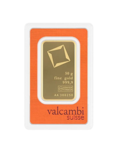 50g Lingote de Oro | Valcambi Suiza | Oro 999.9