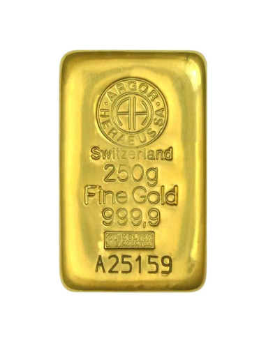 250g Lingote de Oro | Argor-Heraeus | Fundido