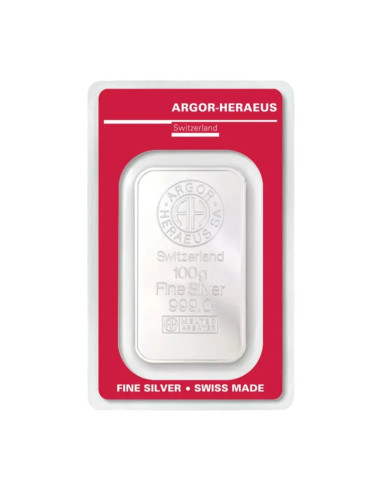 100g Lingote de Plata | Argor-Heraeus | Plata pura 999