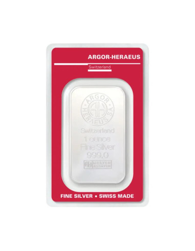 1 oz Lingote de Plata | Argor-Heraeus | Plata 999